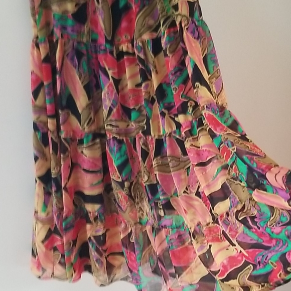 VTG Fashion Bug BOHO Bright Multicolor Floral/Leaves Maxi Gypsy Skirt, Size S - Picture 4 of 16
